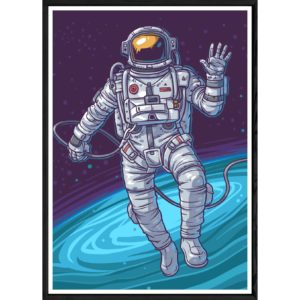 Tableau astronaute avec cadre noir POP – Taille 23x32