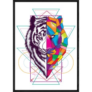 Tableau tigre avec cadre noir – Taille 23x32