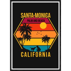 Tableau California avec cadre noir POP – Taille 32x42