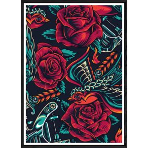 Tableau Flower avec cadre noir POP – Taille 23x32