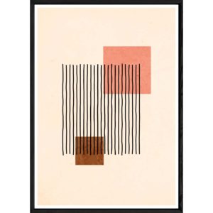 Tableau abstrait coloré avec cadre noir – Taille 32x42