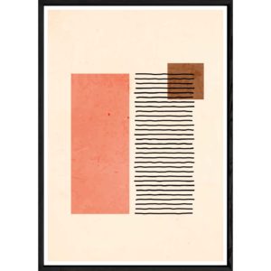 Tableau abstrait coloré avec cadre noir – Taille 23x32