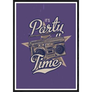 Tableau Party avec cadre noir POP – Taille 32x42