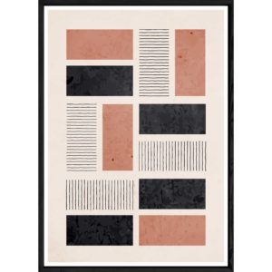 Tableau abstrait coloré avec cadre noir – Taille 32x42