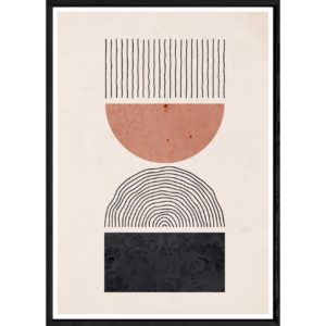 Tableau abstrait coloré avec cadre noir – Taille 23x32