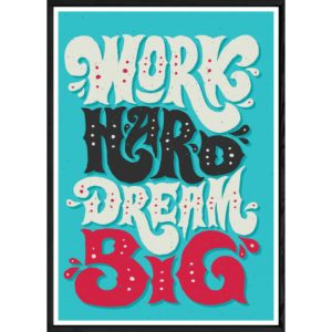 Tableau Work avec cadre noir POP – Taille 23x32