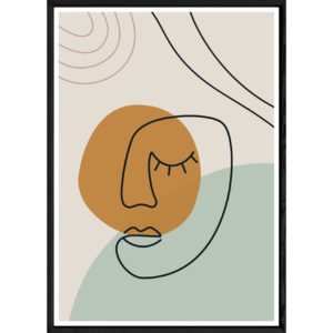 Tableau visage coloré avec cadre noir – Taille 23x32