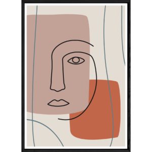Tableau visage coloré avec cadre noir – Taille 32x42