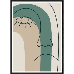 Tableau visage coloré avec cadre noir – Taille 23x32