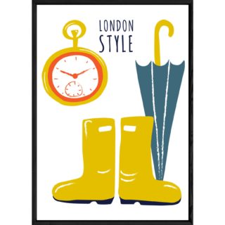 Tableau London avec cadre noir POP – Taille 23x32