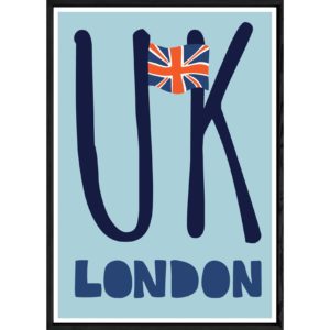 Tableau London avec cadre noir POP – Taille 23x32