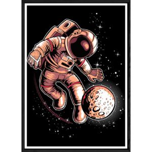 Tableau astronaute avec cadre noir POP – Taille 32x42