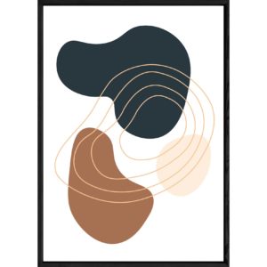 Tableau abstrait coloré avec cadre noir – Taille 32x42