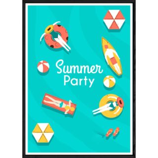 Tableau Summer avec cadre noir POP – Taille 23x32