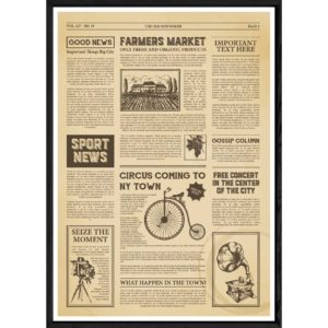 Tableau vintage avec cadre noir – Taille 23x32