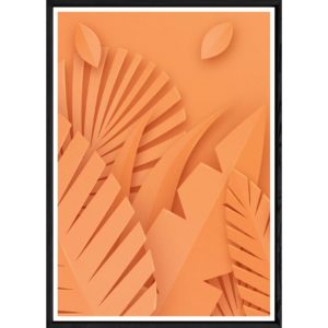 Tableau plante orange avec cadre noir POP – Taille 32x42