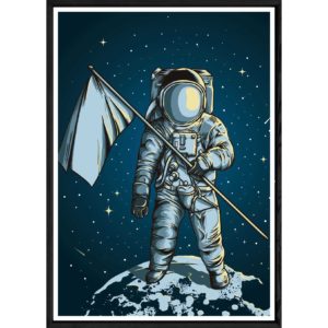 Tableau astronaute avec cadre noir POP – Taille 32x42