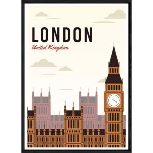 Tableau London avec cadre noir – Taille 23x32