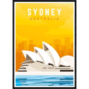 Tableau Sydney avec cadre noir POP – Taille 23x32