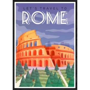 Tableau Rome avec cadre noir POP – Taille 32x42