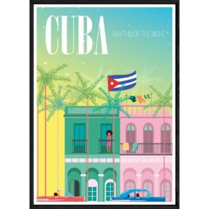 Tableau Cuba avec cadre noir POP – Taille 23x32