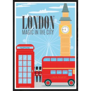 Tableau London avec cadre noir POP – Taille 23x32