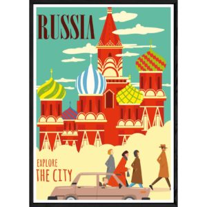 Tableau Russia avec cadre noir POP – Taille 23x32
