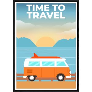 Tableau Travel avec cadre noir POP – Taille 32x42