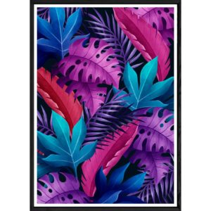 Tableau fleur avec cadre noir POP – Taille 32x42
