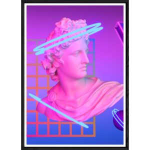 Tableau vintage rose avec cadre noir – Taille 32x42