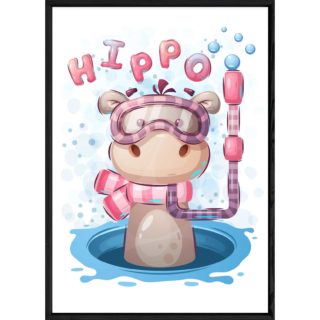 Tableau animal hippopotame – 23x32