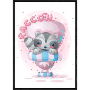 Tableau animal raton laveur – 23x32