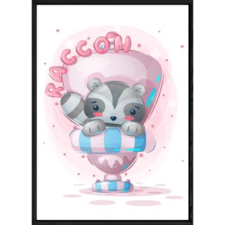 Tableau animal raton laveur – 23x32