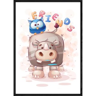 Tableau animal hippopotame – 23x32