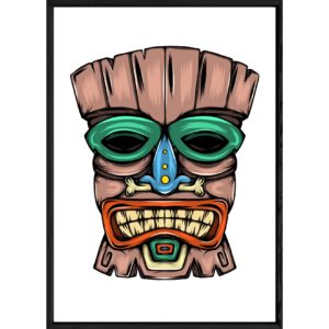 Tableau tiki avec cadre noir – Taille 32x42