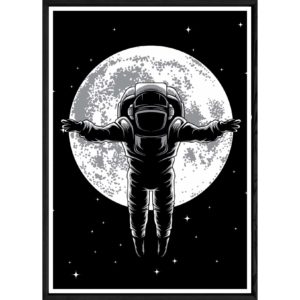 Tableau astronaute avec cadre noir POP – Taille 32x42