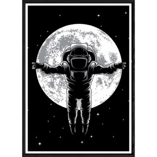 Tableau astronaute avec cadre noir POP – Taille 23x32