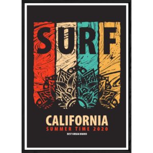 Tableau california avec cadre noir POP – Taille 32x42