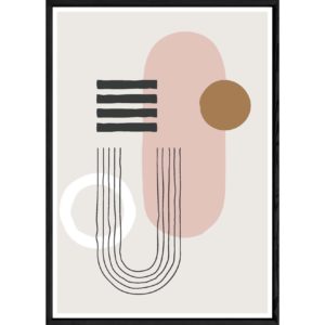 Tableau abstrait coloré avec cadre noir – Taille 32x42