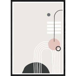 Tableau abstrait coloré avec cadre noir – Taille 23x32