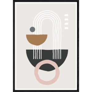 Tableau abstrait coloré avec cadre noir – Taille 23x32