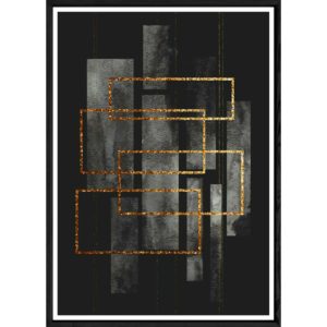 Tableau abstrait noir avec cadre noir – Taille 23x32
