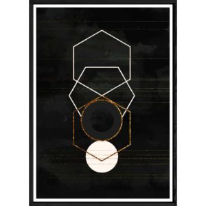 Tableau abstrait noir avec cadre noir – Taille 23x32