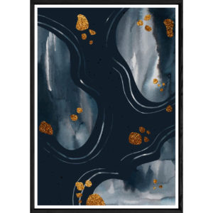 Tableau Abstrait foncé avec cadre noir – Taille 23x32