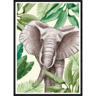 Tableau éléphant avec cadre noir POP – Taille 23x32