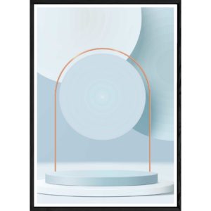 Tableau abstrait bleu avec cadre noir POP – Taille 32x42