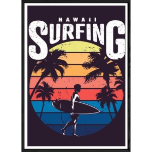 Tableau Hawaii avec cadre noir POP – Taille 32x42