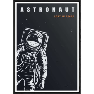 Tableau astronaute avec cadre noir POP – Taille 23x32