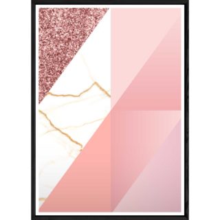 Tableau abstrait rose avec cadre noir – Taille 23x32