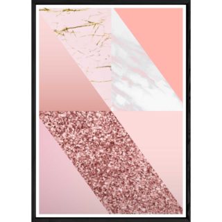 Tableau abstrait rose avec cadre noir – Taille 23x32